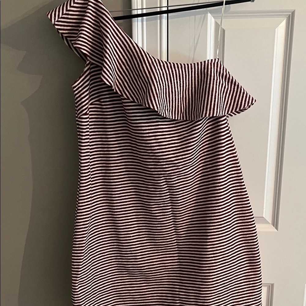 LOFT Plus Striped Dress in Red and White